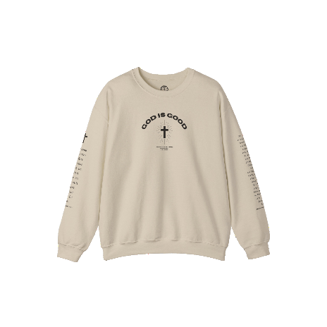 "GOD IS GOOD" CREWNECK SWEATER IN IVORY