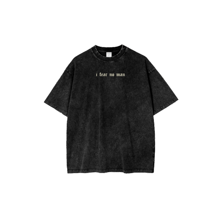"FEARLESS FAITH" PREMIUM OVERSIZED TEE IN ACID WASHED BLACK
