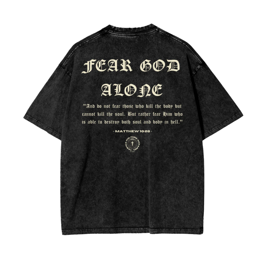 "FEARLESS FAITH" PREMIUM OVERSIZED TEE IN ACID WASHED BLACK