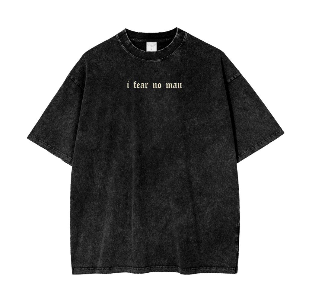 "FEARLESS FAITH" PREMIUM OVERSIZED TEE IN ACID WASHED BLACK