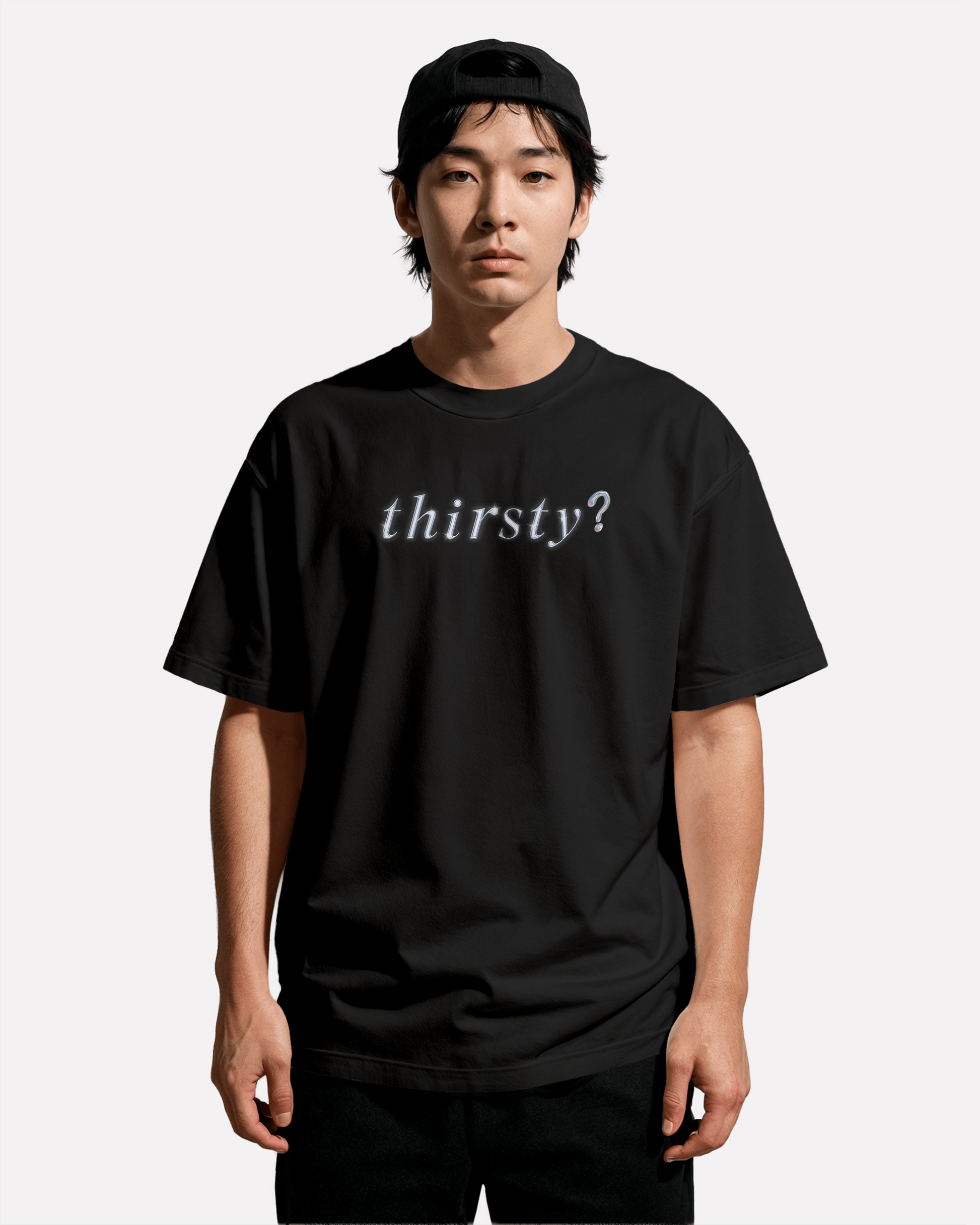 "LIVING WATER" PREMIUM OVERSIZED LUXE TEE IN JET BLACK