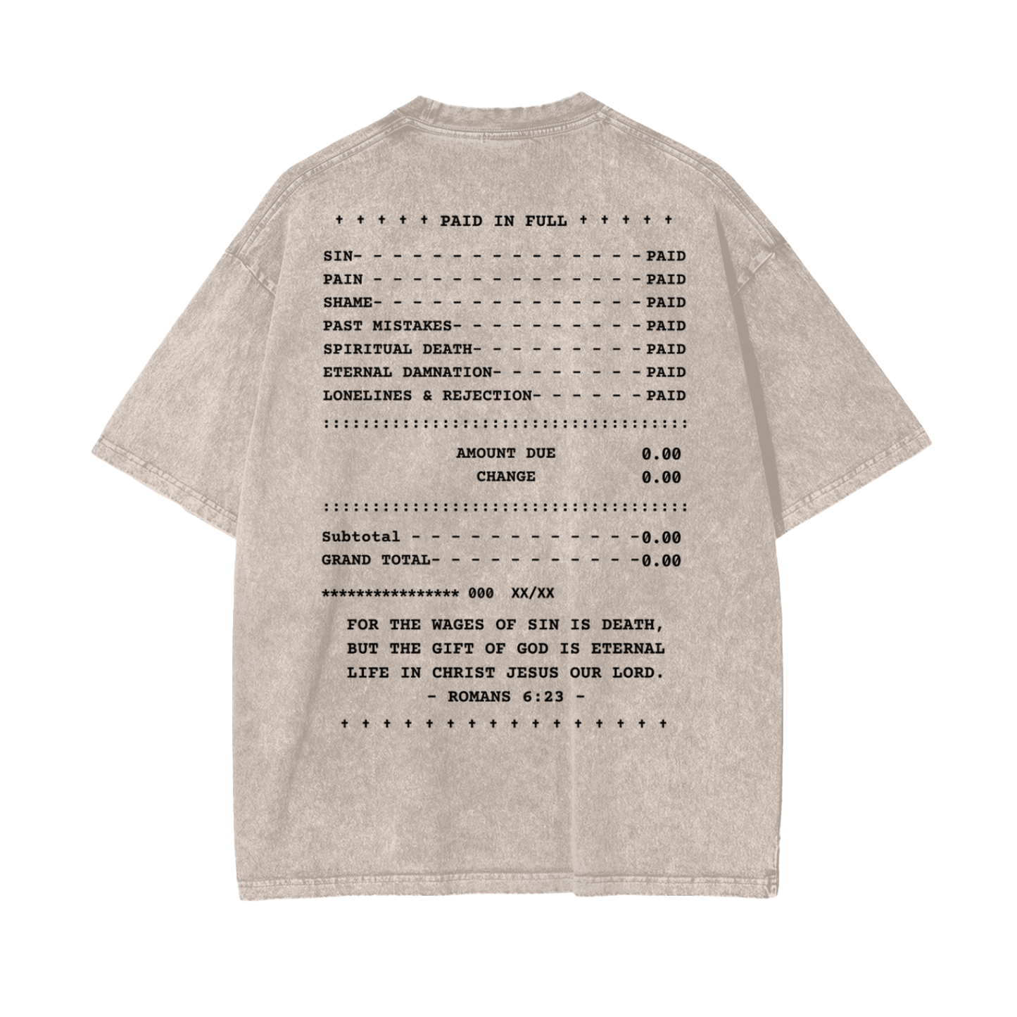 "PAID IN FULL" PREMIUM OVERSIZED TEE IN ACID WASHED IVORY