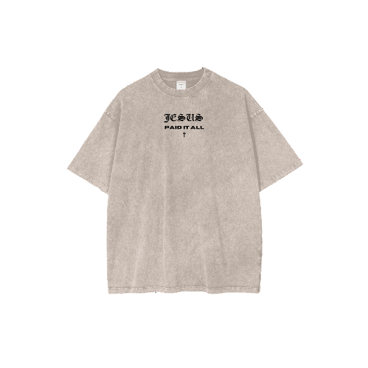 "PAID IN FULL" PREMIUM OVERSIZED TEE IN ACID WASHED IVORY