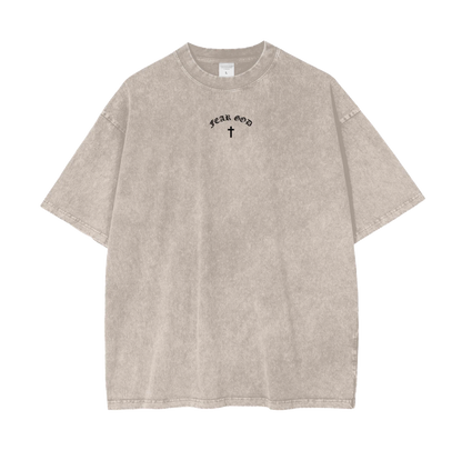 "FEAR GOD" PREMIUM OVERSIZED TEE IN ACID WASHED BLACK