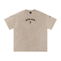 FEAR GOD Christian tee front view with cross icon, sand colorway