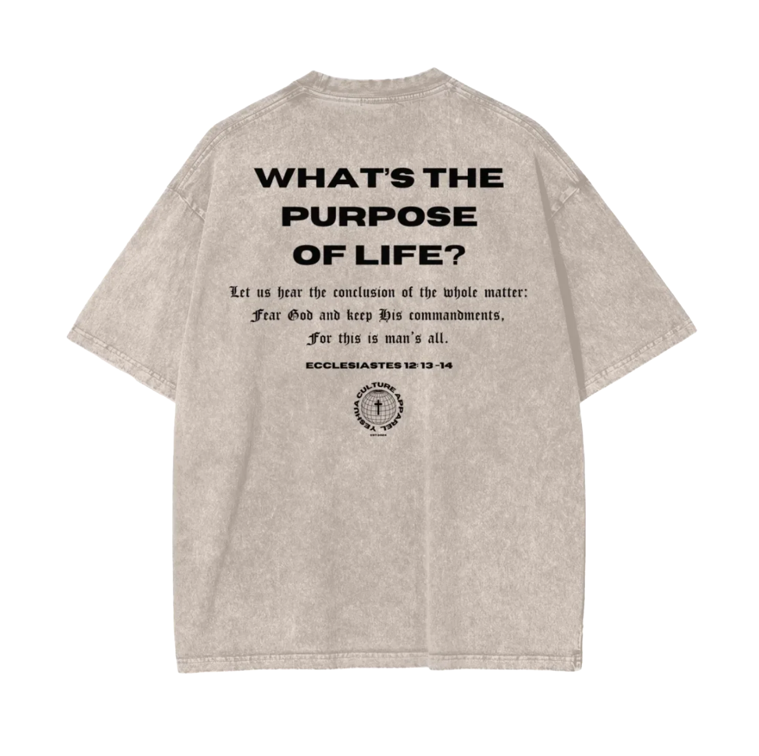 FEAR GOD Oversized Christian Tee back view featuring Ecclesiastes 12:13 scripture