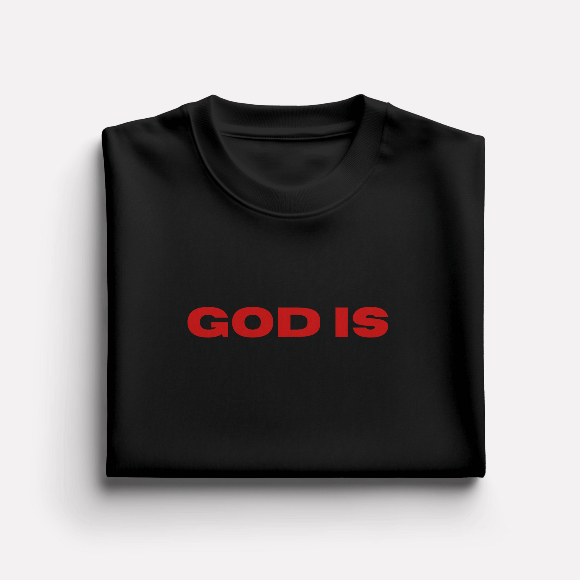 "GOD IS" PREMIUM OVERSIZED LUXE TEE IN JET BLACK
