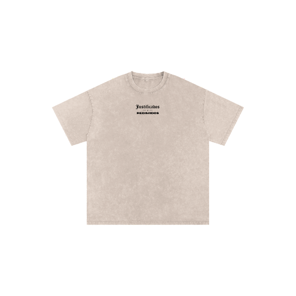360 view of JUSTIFICADOS Y REDIMIDOS Christian streetwear tee