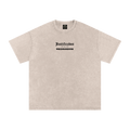 JUSTIFICADOS Y REDIMIDOS Christian tee front view, sand colorway