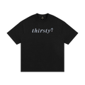LIVING WATER Christian tee front view with "thirsty?" chest text