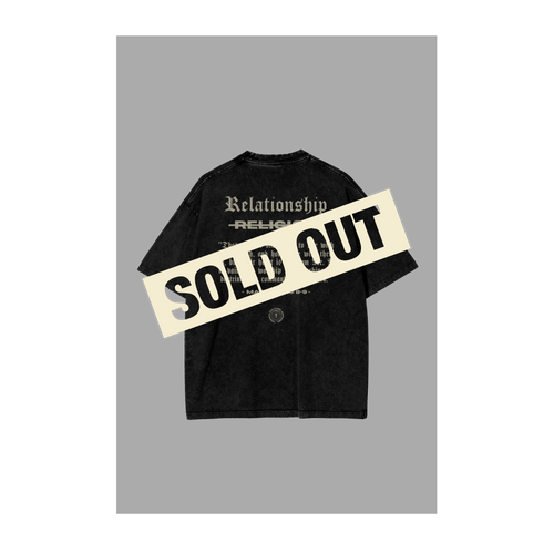 "ABOVE RELIGION" PREMIUM OVERSIZED TEE IN ACID WASHED BLACK
