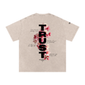 TRUST Tee 2.0 back design featuring Proverbs 3:5-6 and floral artwork, BSM x YCA collab