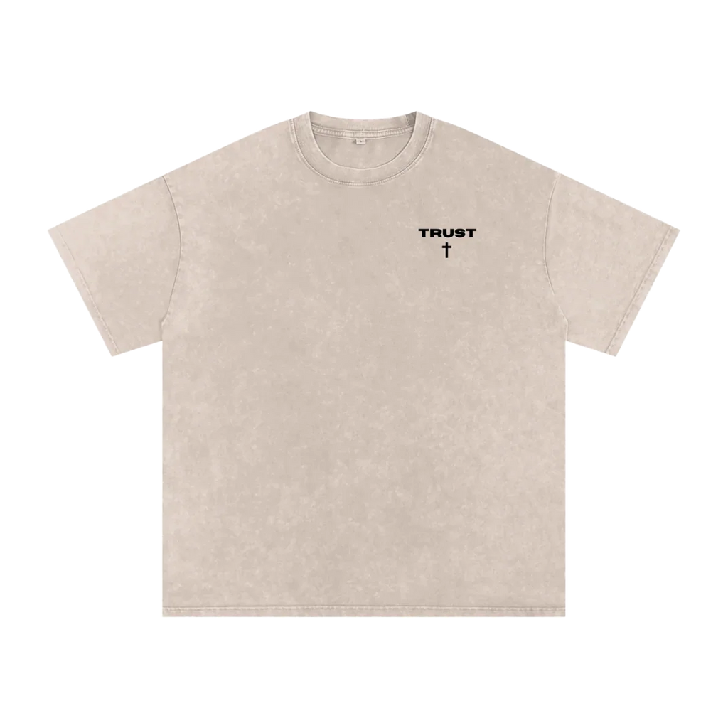 TRUST Oversized Christian Tee front view with Proverbs 3:5–6 — Yeshua Culture Apparel